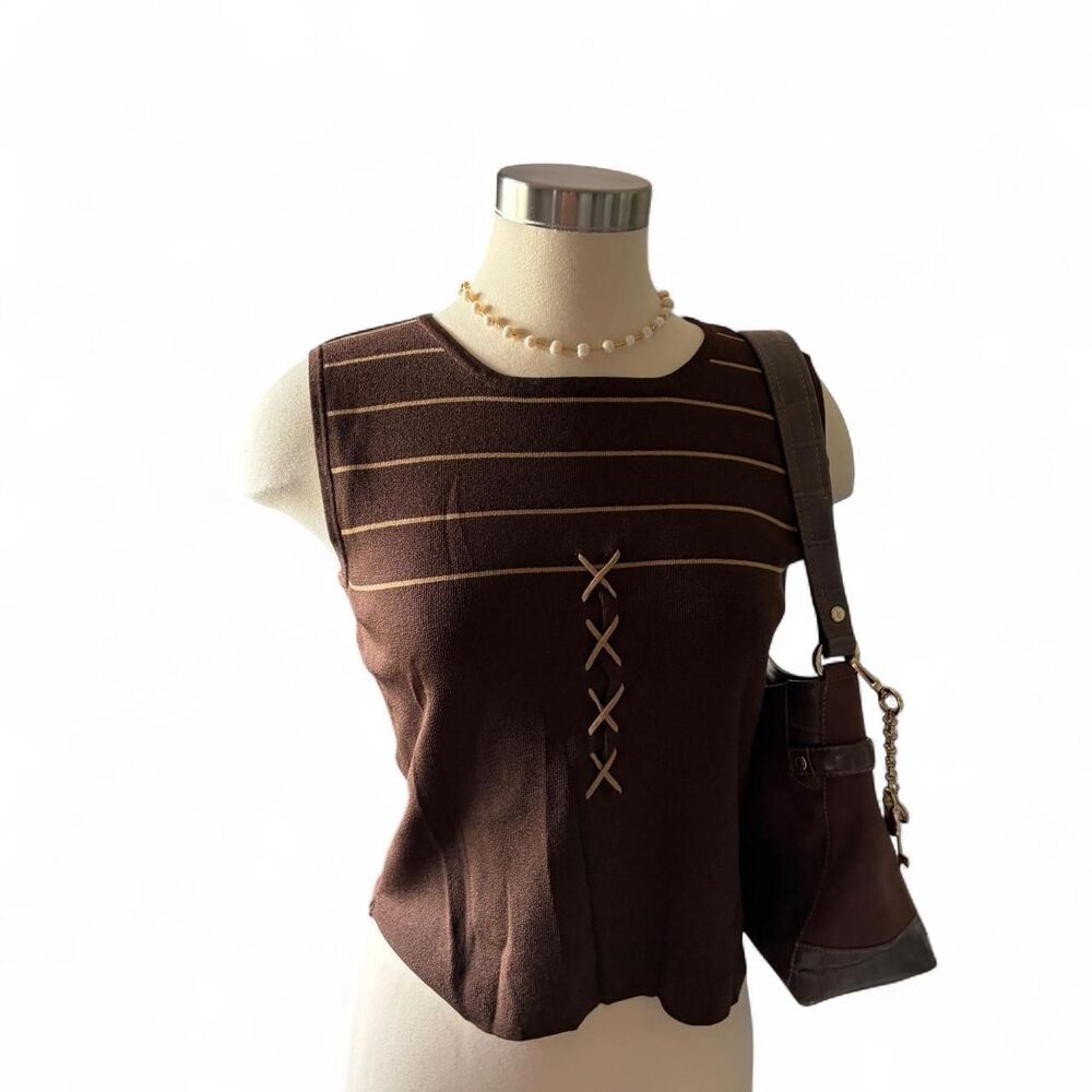 Unbranded Women's Brown and Tan Blouse